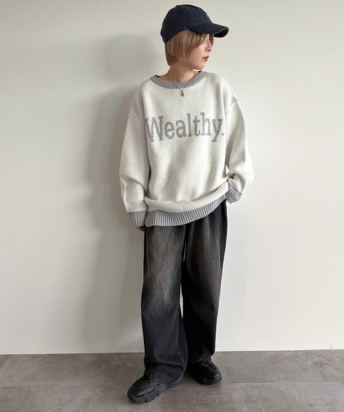 apres jour mignon(アプレジュールミニョン)の「ジャガードロゴニット【ZOZOTOWN限定アイテム】(ニット/セーター・レディース・アイボリー/グレー/ネイビー/ボルドー・X-LARGE/フリー)」の8枚目の写真