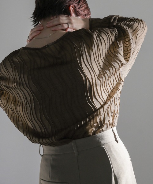 select MOCA（セレクトモカ）の「ウェーブシアートップス（Tシャツ/カットソー・レディース・カーキオリーブ/アイボリー/ブラック/ベージュ・FREE）」の14枚目の写真