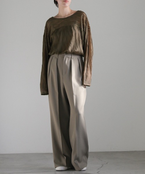 select MOCA（セレクトモカ）の「ウェーブシアートップス（Tシャツ/カットソー・レディース・カーキオリーブ/アイボリー/ブラック/ベージュ・FREE）」の13枚目の写真