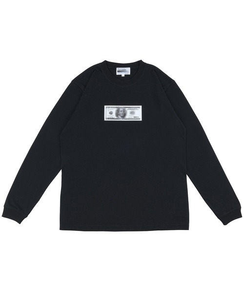 Sync.(スィンク)の「Sync.【KOSUKE KAWAMURA】KOSUKE KAWAMURA LONG SLEEVE TEE "DOLLAR"(Tシャツ/カットソー・メンズ・ブラック/ホワイト・LARGE/X-LARGE/MEDIUM/XX-LARGE)」の2枚目の写真
