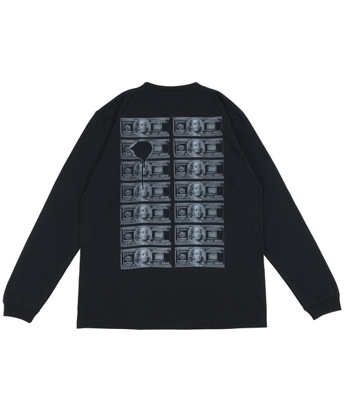 Sync.(スィンク)の「Sync.【KOSUKE KAWAMURA】KOSUKE KAWAMURA LONG SLEEVE TEE "DOLLAR"(Tシャツ/カットソー・メンズ・ブラック/ホワイト・LARGE/X-LARGE/MEDIUM/XX-LARGE)」の4枚目の写真