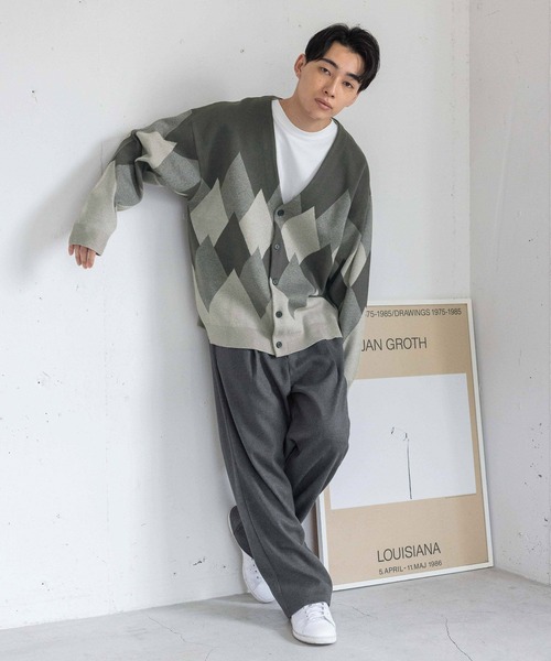 LOWRYS FARM(ローリーズファーム)の「アーガイルジャガードカーディガン 993410(カーディガン/ボレロ・メンズ・グレー/ブルー・FREE)」の3枚目の写真