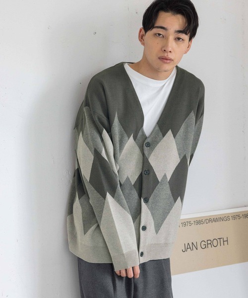 LOWRYS FARM(ローリーズファーム)の「アーガイルジャガードカーディガン 993410(カーディガン/ボレロ・メンズ・グレー/ブルー・FREE)」の6枚目の写真