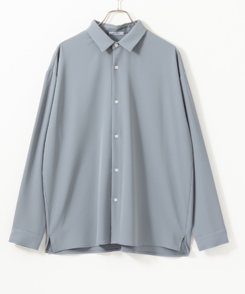 URBAN COLLECTION(アーバンコレクション)の「URBAN COLLECTION ドレープツイルレギュラーカラールーズシャツ(シャツ/ブラウス・メンズ・ブラック/サックスブルー/ベージュ・M/L/S/XL)」の3枚目の写真