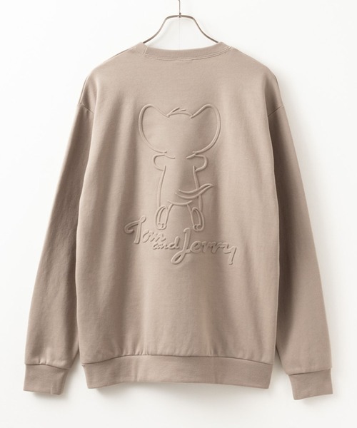 未使用タグ付き Ashley&Bros 33℃ MAー1 ポンチ素材トレーナー Tom and Jerry ポンチ素材 バックエンボストレーナー