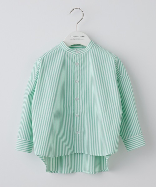 CIAOPANIC TYPY(チャオパニックティピー)の「【KIDS】バンドカラーストライプシャツ(シャツ/ブラウス・キッズ・サックスブルー/オレンジ/ミント/ネイビー・SMALL/MEDIUM/LARGE/X-LARGE/XX-LARGE)」の10枚目の写真