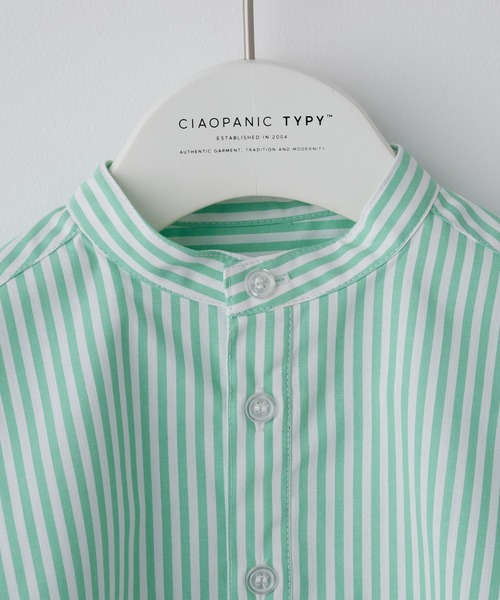 CIAOPANIC TYPY(チャオパニックティピー)の「【KIDS】バンドカラーストライプシャツ(シャツ/ブラウス・キッズ・サックスブルー/オレンジ/ミント/ネイビー・SMALL/MEDIUM/LARGE/X-LARGE/XX-LARGE)」の9枚目の写真