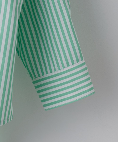 CIAOPANIC TYPY(チャオパニックティピー)の「【KIDS】バンドカラーストライプシャツ(シャツ/ブラウス・キッズ・サックスブルー/オレンジ/ミント/ネイビー・SMALL/MEDIUM/LARGE/X-LARGE/XX-LARGE)」の8枚目の写真