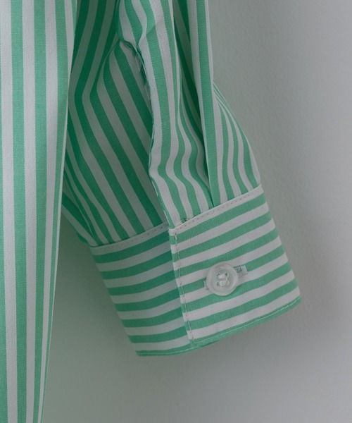 CIAOPANIC TYPY(チャオパニックティピー)の「【KIDS】バンドカラーストライプシャツ(シャツ/ブラウス・キッズ・サックスブルー/オレンジ/ミント/ネイビー・SMALL/MEDIUM/LARGE/X-LARGE/XX-LARGE)」の6枚目の写真