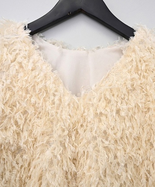 STYLEBLOCK（スタイルブロック）の「フリンジ2WAYプルオーバー（Tシャツ/カットソー・レディース・ブラック/アイボリー/ブルー/グレー/ピンク・M）」の10枚目の写真