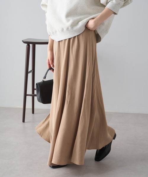 PUAL CE CIN（ピュアルセシン）の「【Du noir】パウダーサテンフレアスカート（スカート・レディース・ベージュ/ブラック/アイボリー・FREE）」の8枚目の写真