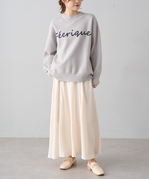 PUAL CE CIN（ピュアルセシン）の「【Du noir】パウダーサテンフレアスカート（スカート・レディース・ベージュ/ブラック/アイボリー・FREE）」の20枚目の写真