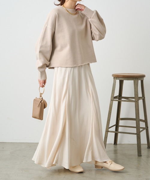 PUAL CE CIN（ピュアルセシン）の「【Du noir】パウダーサテンフレアスカート（スカート・レディース・ベージュ/ブラック/アイボリー・FREE）」の16枚目の写真