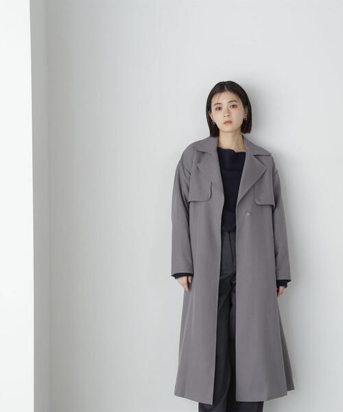 NATURAL BEAUTY BASIC（ナチュラルビューティーベーシック）の「◇【美人百花掲載】＜パウダリーツイルシリーズ＞ベルテッドコート（トレンチコート・レディース・ベージュ/グレー/オフホワイト・SMALL/MEDIUM）」の6枚目の写真