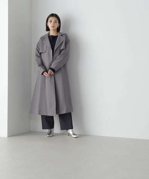 NATURAL BEAUTY BASIC（ナチュラルビューティーベーシック）の「◇【美人百花掲載】＜パウダリーツイルシリーズ＞ベルテッドコート（トレンチコート・レディース・ベージュ/グレー/オフホワイト・SMALL/MEDIUM）」の8枚目の写真