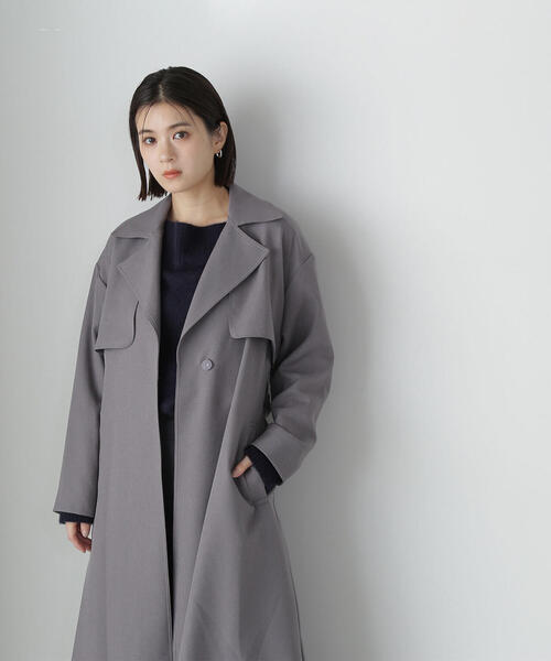 NATURAL BEAUTY BASIC（ナチュラルビューティーベーシック）の「◇【美人百花掲載】＜パウダリーツイルシリーズ＞ベルテッドコート（トレンチコート・レディース・ベージュ/グレー/オフホワイト・SMALL/MEDIUM）」の11枚目の写真