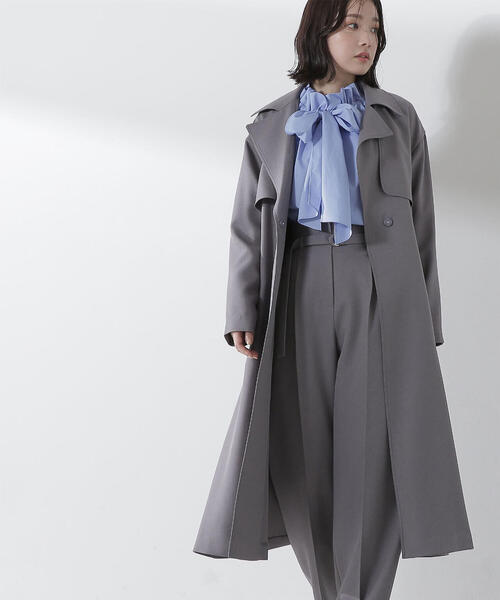 NATURAL BEAUTY BASIC（ナチュラルビューティーベーシック）の「◇【美人百花掲載】＜パウダリーツイルシリーズ＞ベルテッドコート（トレンチコート・レディース・ベージュ/グレー/オフホワイト・SMALL/MEDIUM）」の12枚目の写真