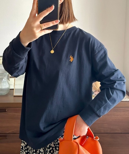 U.S. POLO ASSN.(ユーエスポロアッスン)の「U.S. POLO ASSN.クルーロングスリーブTシャツ(Tシャツ/カットソー・レディース・ホワイト/ダークグリーン/ブラック/ネイビー/グレー・L/M)」の5枚目の写真