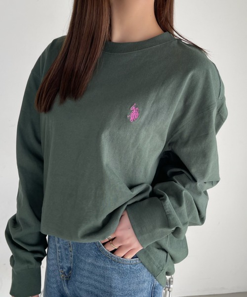 U.S. POLO ASSN.(ユーエスポロアッスン)の「U.S. POLO ASSN.クルーロングスリーブTシャツ(Tシャツ/カットソー・レディース・ホワイト/ダークグリーン/ブラック/ネイビー/グレー・L/M)」の7枚目の写真