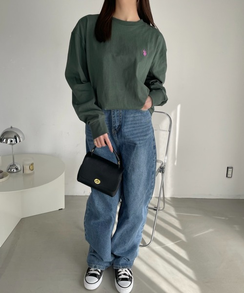 U.S. POLO ASSN.(ユーエスポロアッスン)の「U.S. POLO ASSN.クルーロングスリーブTシャツ(Tシャツ/カットソー・レディース・ホワイト/ダークグリーン/ブラック/ネイビー/グレー・L/M)」の9枚目の写真