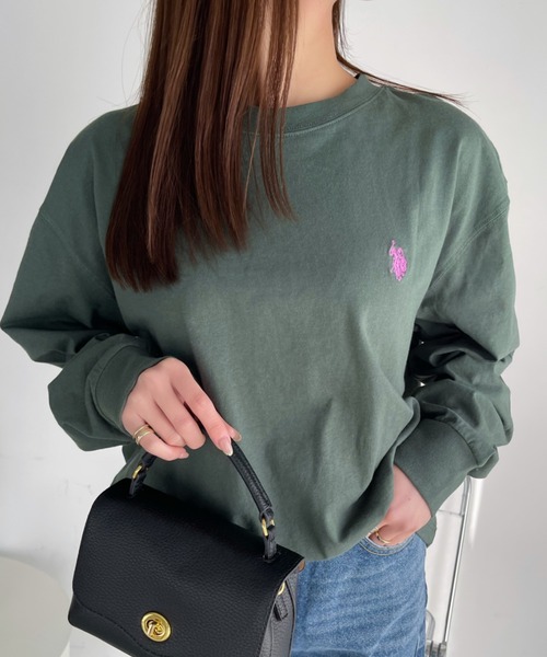 U.S. POLO ASSN.(ユーエスポロアッスン)の「U.S. POLO ASSN.クルーロングスリーブTシャツ(Tシャツ/カットソー・レディース・ホワイト/ダークグリーン/ブラック/ネイビー/グレー・L/M)」の6枚目の写真