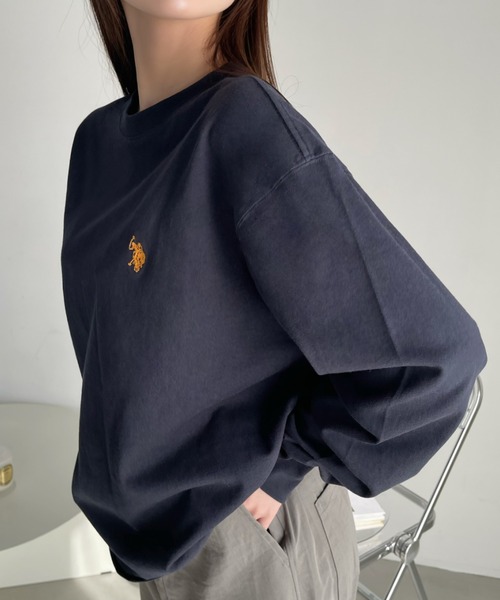U.S. POLO ASSN.(ユーエスポロアッスン)の「U.S. POLO ASSN.クルーロングスリーブTシャツ(Tシャツ/カットソー・レディース・ホワイト/ダークグリーン/ブラック/ネイビー/グレー・L/M)」の16枚目の写真