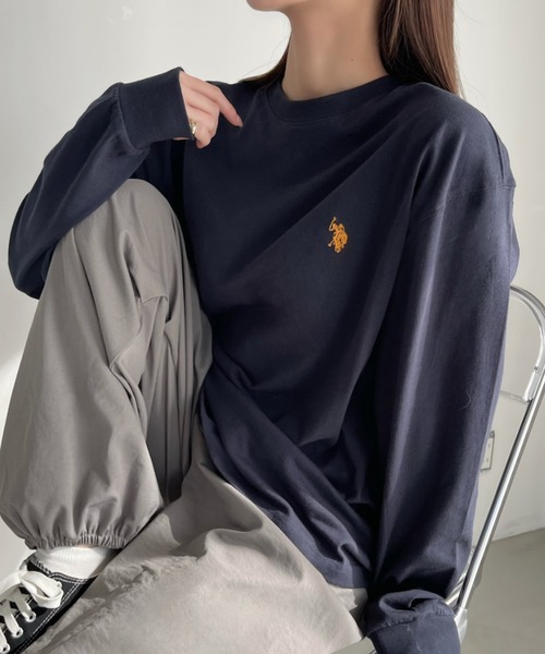 U.S. POLO ASSN.(ユーエスポロアッスン)の「U.S. POLO ASSN.クルーロングスリーブTシャツ(Tシャツ/カットソー・レディース・ホワイト/ダークグリーン/ブラック/ネイビー/グレー・L/M)」の18枚目の写真