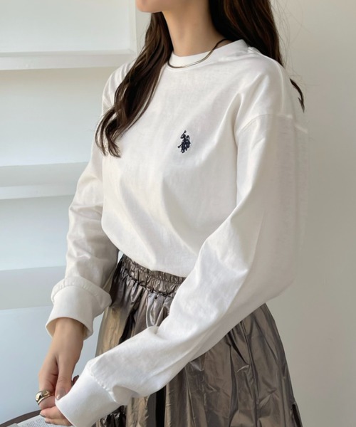 U.S. POLO ASSN.(ユーエスポロアッスン)の「U.S. POLO ASSN.クルーロングスリーブTシャツ(Tシャツ/カットソー・レディース・ホワイト/ダークグリーン/ブラック/ネイビー/グレー・L/M)」の15枚目の写真