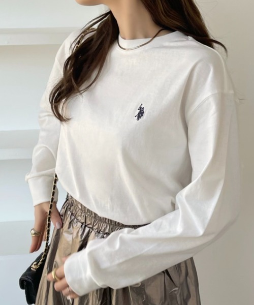 U.S. POLO ASSN.(ユーエスポロアッスン)の「U.S. POLO ASSN.クルーロングスリーブTシャツ(Tシャツ/カットソー・レディース・ホワイト/ダークグリーン/ブラック/ネイビー/グレー・L/M)」の14枚目の写真