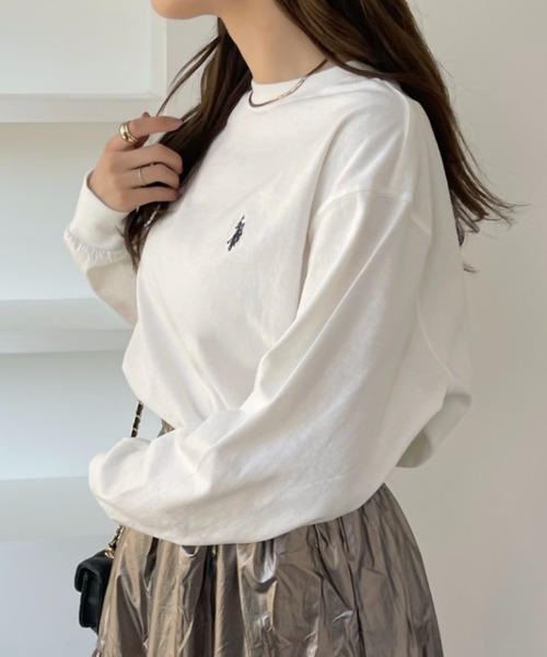 U.S. POLO ASSN.(ユーエスポロアッスン)の「U.S. POLO ASSN.クルーロングスリーブTシャツ(Tシャツ/カットソー・レディース・ホワイト/ダークグリーン/ブラック/ネイビー/グレー・L/M)」の11枚目の写真