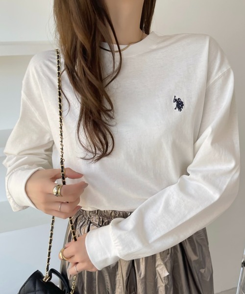 U.S. POLO ASSN.(ユーエスポロアッスン)の「U.S. POLO ASSN.クルーロングスリーブTシャツ(Tシャツ/カットソー・レディース・ホワイト/ダークグリーン/ブラック/ネイビー/グレー・L/M)」の20枚目の写真