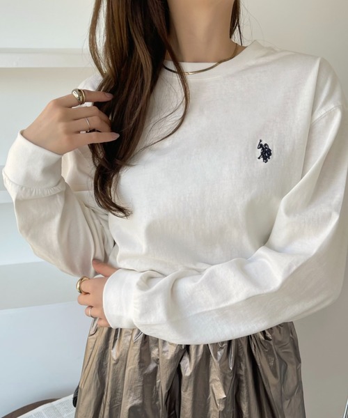 U.S. POLO ASSN.(ユーエスポロアッスン)の「U.S. POLO ASSN.クルーロングスリーブTシャツ(Tシャツ/カットソー・レディース・ホワイト/ダークグリーン/ブラック/ネイビー/グレー・L/M)」の21枚目の写真