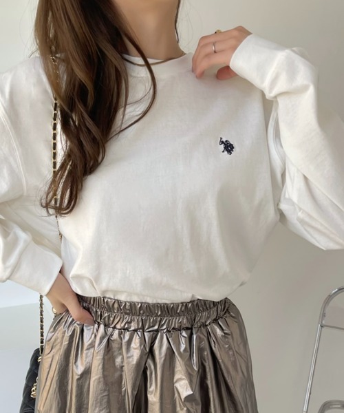 U.S. POLO ASSN.(ユーエスポロアッスン)の「U.S. POLO ASSN.クルーロングスリーブTシャツ(Tシャツ/カットソー・レディース・ホワイト/ダークグリーン/ブラック/ネイビー/グレー・L/M)」の13枚目の写真