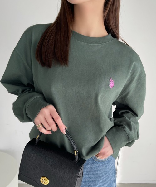 U.S. POLO ASSN.(ユーエスポロアッスン)の「U.S. POLO ASSN.クルーロングスリーブTシャツ(Tシャツ/カットソー・レディース・ホワイト/ダークグリーン/ブラック/ネイビー/グレー・L/M)」の12枚目の写真