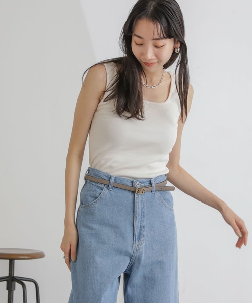 NANO universe(ナノユニバース)の「抗菌防臭リブスクエアタンク(タンクトップ・レディース・ブラック/ピンク/キナリ・FREE)」の2枚目の写真