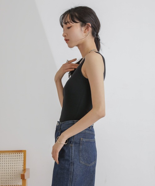 NANO universe(ナノユニバース)の「抗菌防臭リブスクエアタンク(タンクトップ・レディース・ブラック/ピンク/キナリ・FREE)」の5枚目の写真