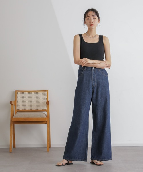 NANO universe(ナノユニバース)の「抗菌防臭リブスクエアタンク(タンクトップ・レディース・ブラック/ピンク/キナリ・FREE)」の8枚目の写真