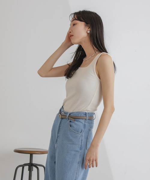 NANO universe(ナノユニバース)の「抗菌防臭リブスクエアタンク(タンクトップ・レディース・ブラック/ピンク/キナリ・FREE)」の12枚目の写真