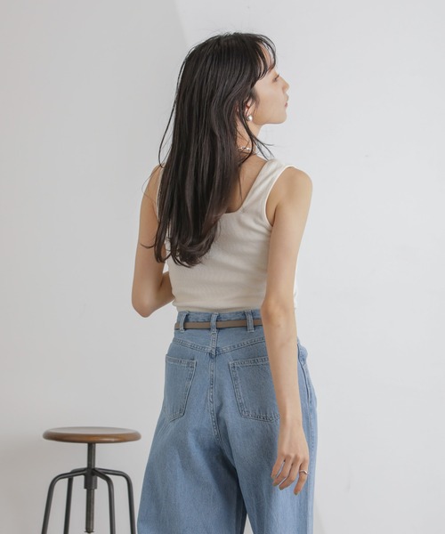 NANO universe(ナノユニバース)の「抗菌防臭リブスクエアタンク(タンクトップ・レディース・ブラック/ピンク/キナリ・FREE)」の13枚目の写真