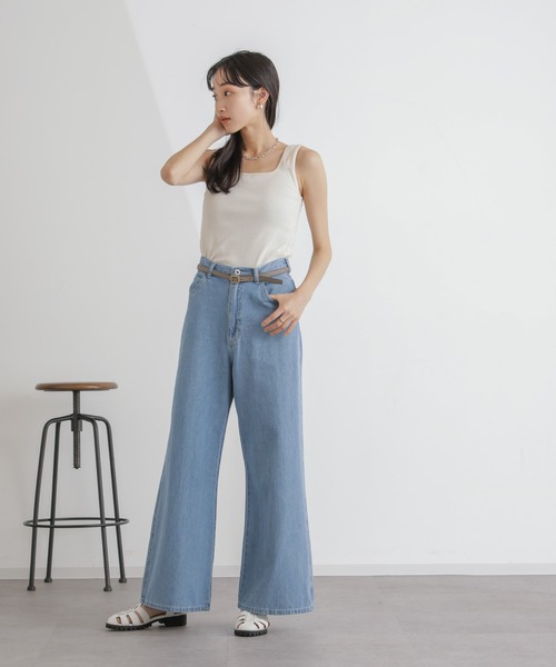 NANO universe(ナノユニバース)の「抗菌防臭リブスクエアタンク(タンクトップ・レディース・ブラック/ピンク/キナリ・FREE)」の14枚目の写真