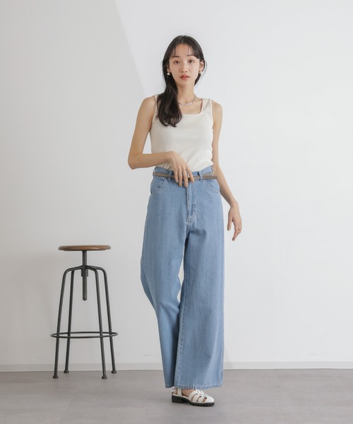 NANO universe(ナノユニバース)の「抗菌防臭リブスクエアタンク(タンクトップ・レディース・ブラック/ピンク/キナリ・FREE)」の16枚目の写真