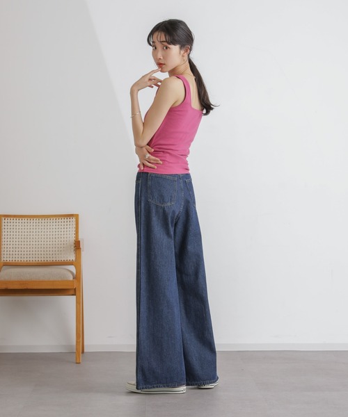 NANO universe(ナノユニバース)の「抗菌防臭リブスクエアタンク(タンクトップ・レディース・ブラック/ピンク/キナリ・FREE)」の22枚目の写真