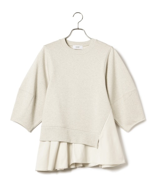ADAM ET ROPE'(アダムエロペ)の「【WEB限定・サステナブル】ペプラムコンビスウェットプルオーバー(スウェット・レディース・ホワイト/キナリ/ブラック・FREE)」の8枚目の写真