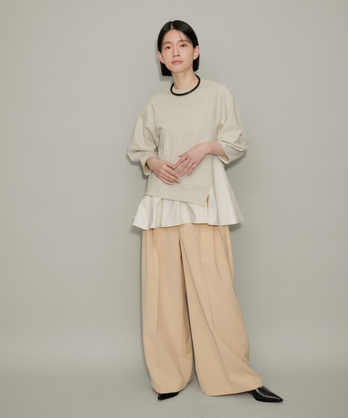 ADAM ET ROPE'(アダムエロペ)の「【WEB限定・サステナブル】ペプラムコンビスウェットプルオーバー(スウェット・レディース・ホワイト/キナリ/ブラック・FREE)」の18枚目の写真