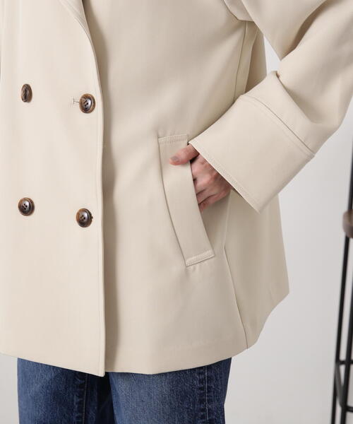 N.（N. Natural Beauty Basic）（エヌエヌナチュラルビューティーベーシック）の「◆【S Size Line】ダブルクロスノーカラーショートコート（ノーカラージャケット・レディース・モカ/ライトベージュ・SMALL/MEDIUM）」の17枚目の写真