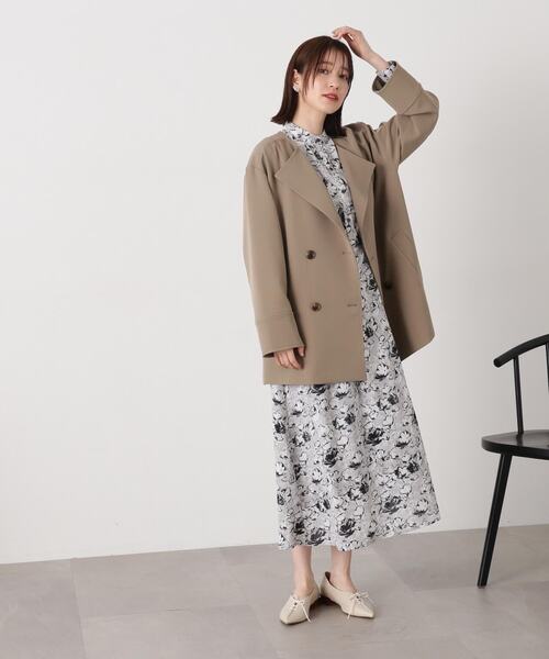 N.（N. Natural Beauty Basic）（エヌエヌナチュラルビューティーベーシック）の「◆【S Size Line】ダブルクロスノーカラーショートコート（ノーカラージャケット・レディース・モカ/ライトベージュ・SMALL/MEDIUM）」の21枚目の写真