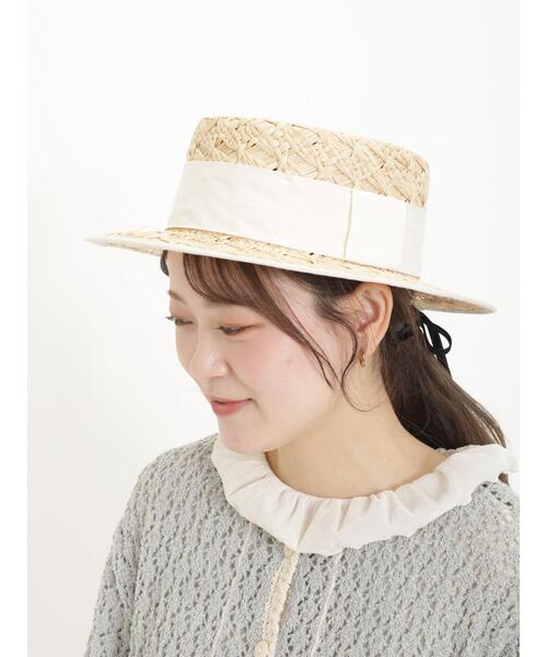 Samansa Mos2(サマンサ モスモス)の「ラフィア太リボンカンカン帽(ハット・レディース・オフホワイト/ブラック・F)」の7枚目の写真