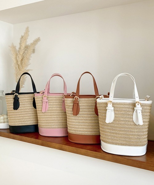 Miniministore(ミニミニストア)の「ストローショルダーバッグ かごバッグ 夏(ショルダーバッグ・レディース・アイボリー/ブラック/ライトブラウン/ピンク・FREE)」の12枚目の写真