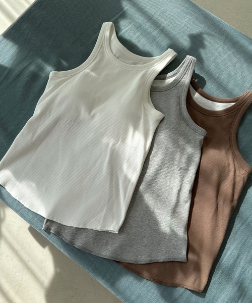 Doux archives（ドゥアルシーヴ）の「カップ付きアメスリタンク（タンクトップ・レディース・グレー/ホワイト/モカ・MEDIUM）」の2枚目の写真