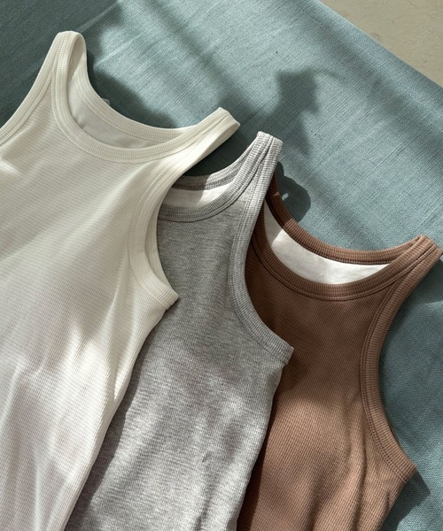 Doux archives（ドゥアルシーヴ）の「カップ付きアメスリタンク（タンクトップ・レディース・グレー/ホワイト/モカ・MEDIUM）」の7枚目の写真